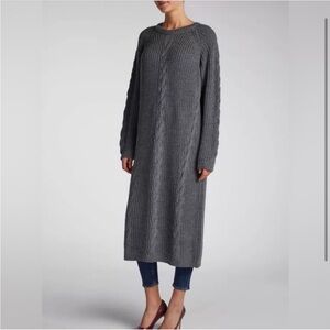Aab Collection Cable Knitted Charcoal Long Sweater L